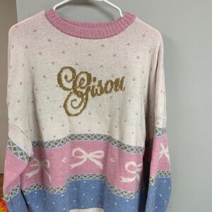Grisou Women's Pink and Blue Crew Neck Sweater